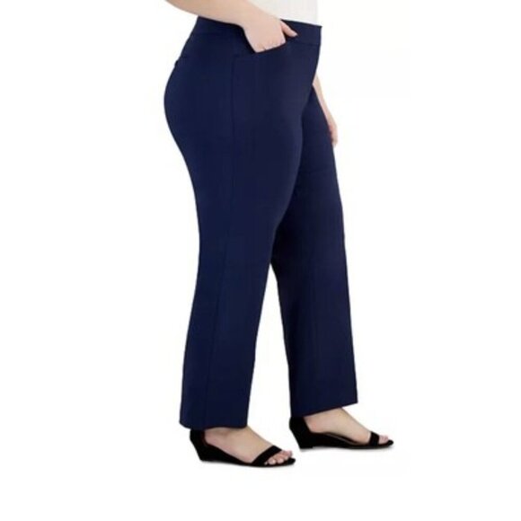 Jm Collection Curvy-Fit Straight-Leg Blue Intrepid Plus Size 16WP Petite NWT - Picture 2 of 7